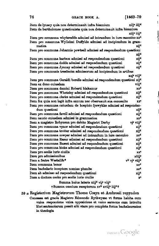 Grace book A, containing the proctors' accounts and other records of the University of Cambridge p.76